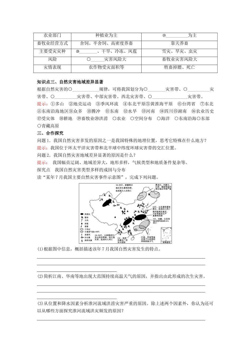 高中地理 第2章 中国的自然灾害 2.1中国自然灾害的特点教学案 新人教版选修5-新人教版高二选修5地理教学案_第2页