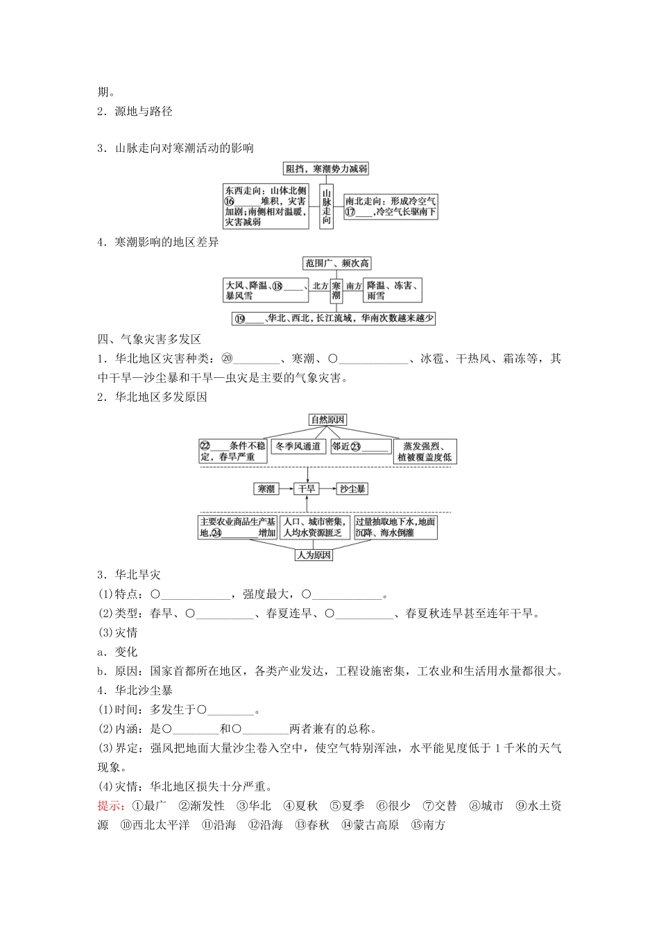 高中地理 第2章 中国的自然灾害 2.4中国的气象灾害教学案 新人教版选修5-新人教版高二选修5地理教学案_第2页