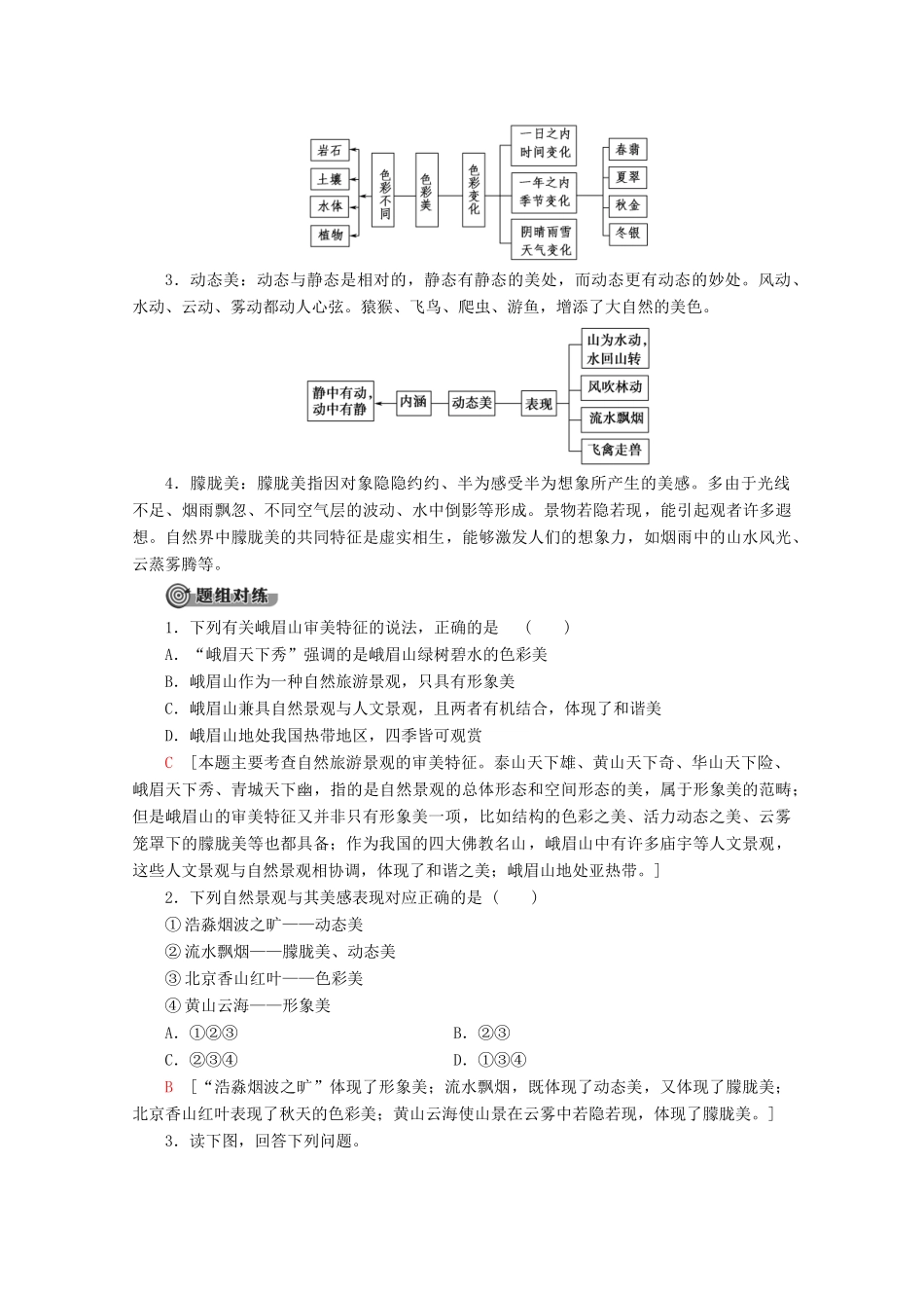 高中地理 第3章 旅游景观的欣赏 第1节 旅游景观的审美特征学案 新人教版选修3-新人教版高二选修3地理学案_第3页