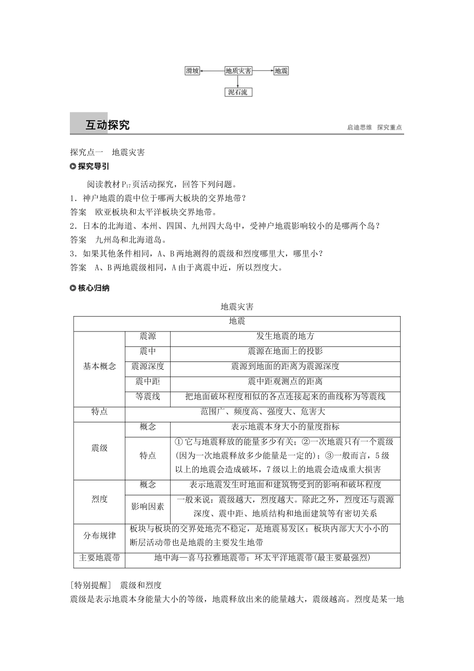 高中地理 第一章 自然灾害概述 第二节 课时2 地质灾害学案 湘教版选修5-湘教版高二选修5地理学案_第2页