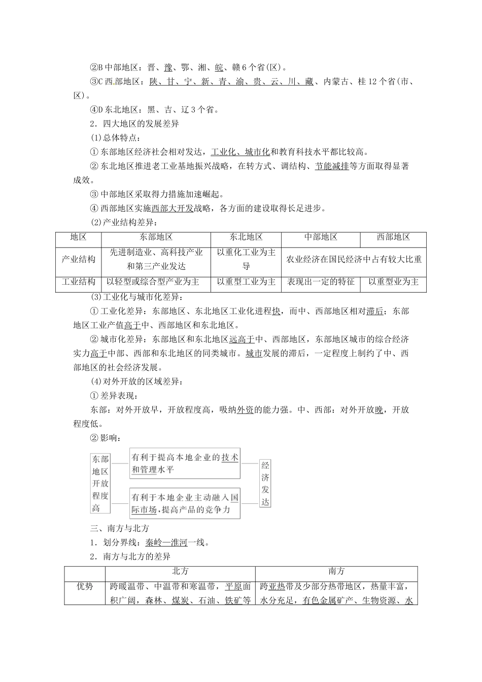 高中地理 第一章 区域地理环境与人类活动 第四节 区域差异学案 湘教版必修3-湘教版高二必修3地理学案_第2页