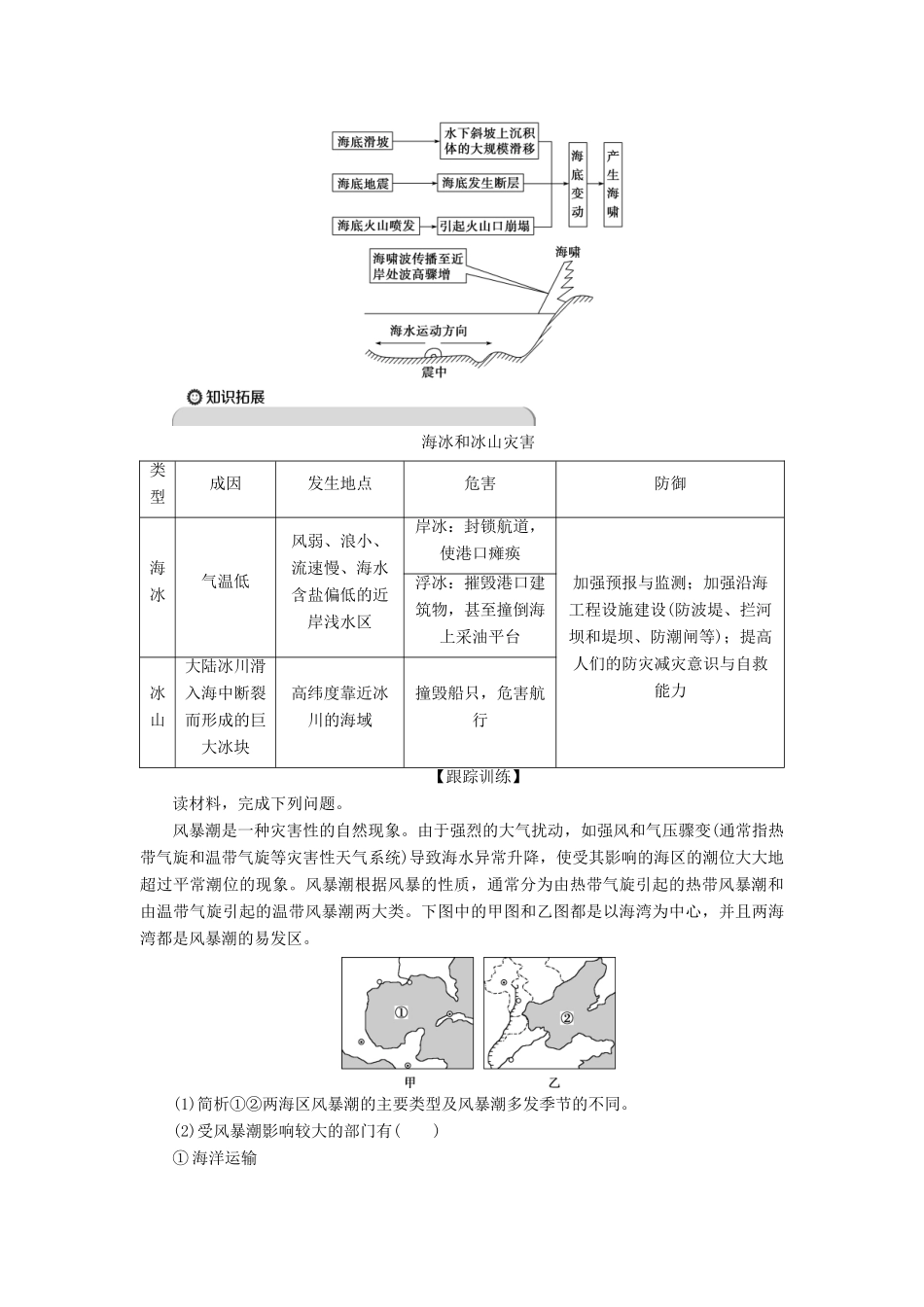 高中地理 第一章 自然灾害概述 第二节 自然灾害的类型与分布 第3课时 海洋灾害与生物灾害学案 湘教版选修5-湘教版高二选修5地理学案_第2页