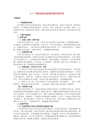 高中地理 第三章 地理环境的整体性和区域差异 3.1 气候及其在地理环境中的作用素材（中图版必修1）-中图版高一必修1地理素材