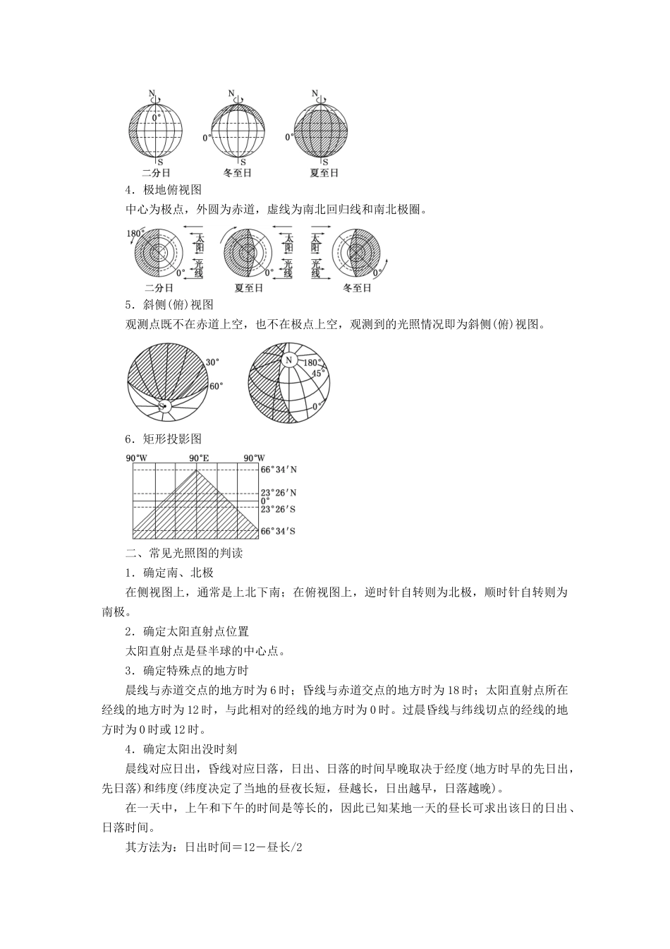 高中地理 第一单元 从宇宙看地球 小专题 大智慧 光照图的综合判读教学案 鲁教版必修1-鲁教版高一必修1地理教学案_第2页