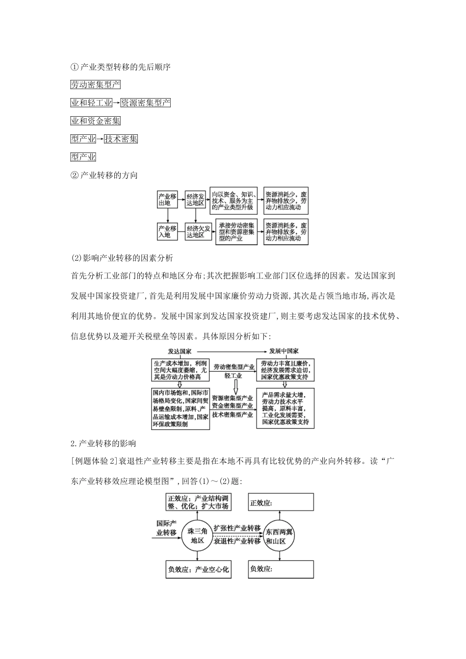 高中地理 第一章 区域地理环境与人类活动 第五节 区域联系 第2课时 产业转移知识梳理学案 湘教版必修3-湘教版高二必修3地理学案_第3页