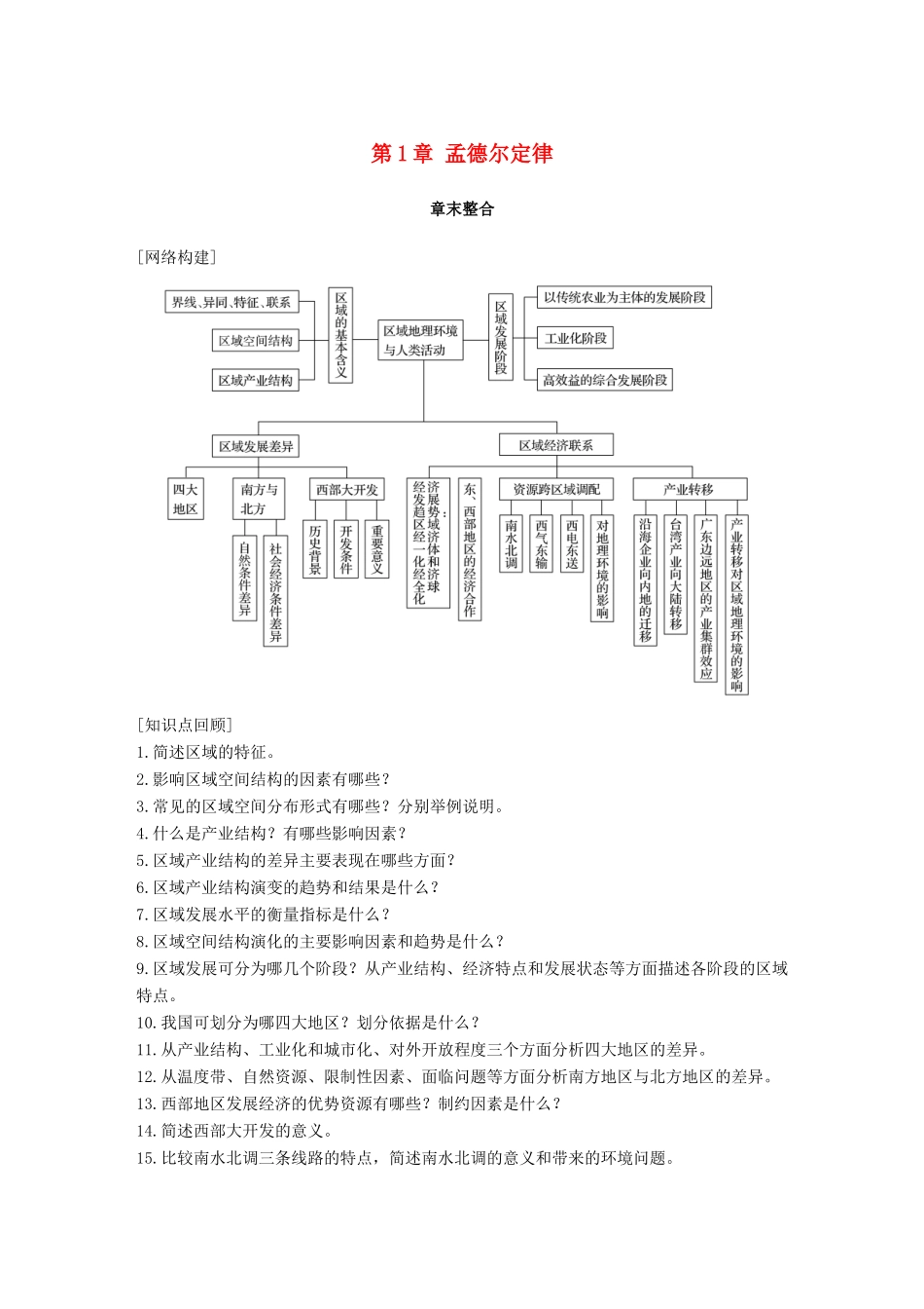 高中地理 第一章 区域地理环境与人类活动章末整合同步备课教学案 湘教版必修3-湘教版高一必修3地理教学案_第1页
