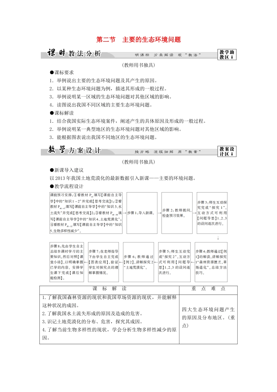 高中地理 第3章 生态环境保护 第2节 主要的生态环境问题学案 湘教版选修6-湘教版高二选修6地理学案_第1页