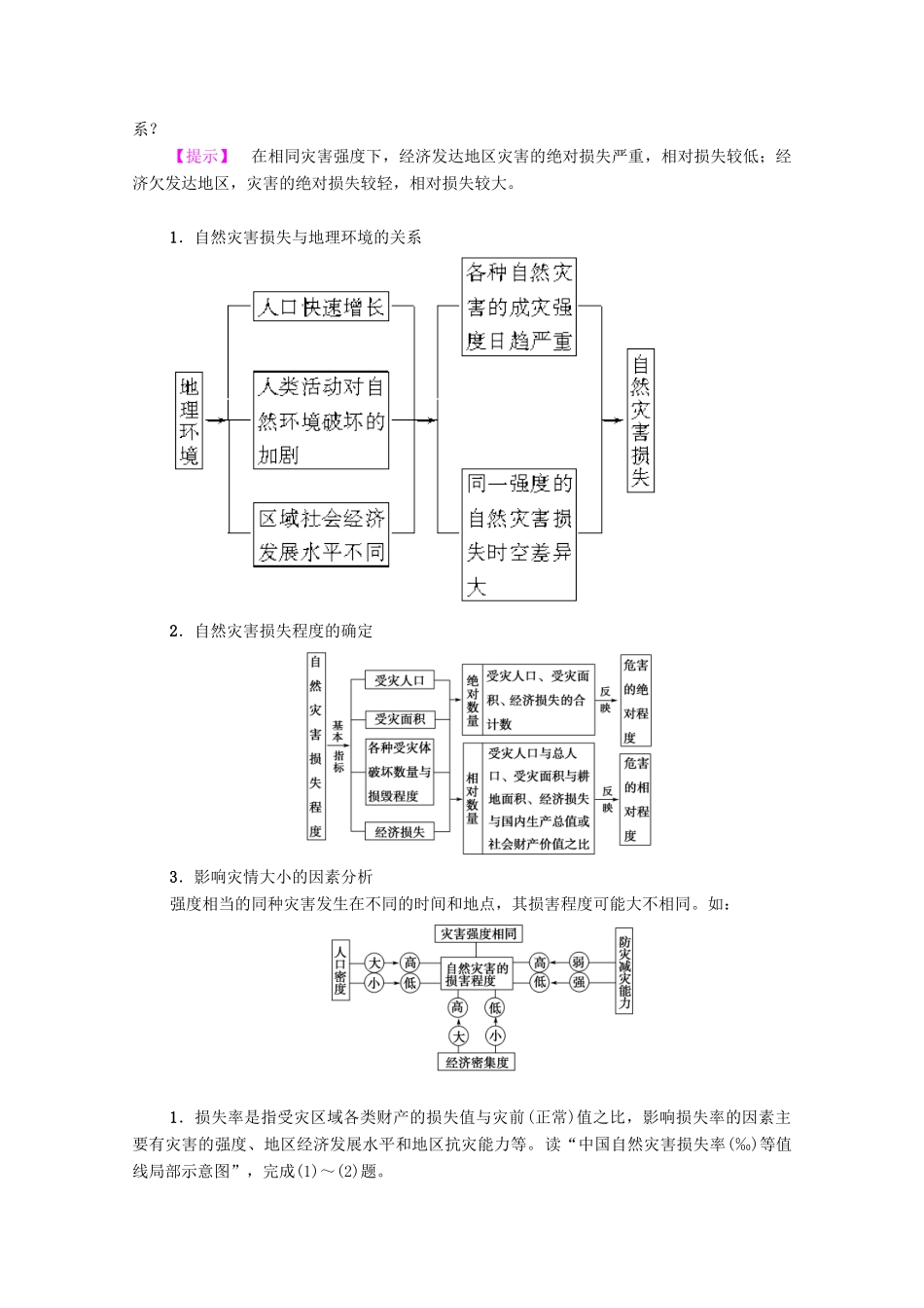 高中地理 第3章 自然灾害与环境 第1节 自然灾害损失的地域差异学案 湘教版选修5-湘教版高二选修5地理学案_第3页