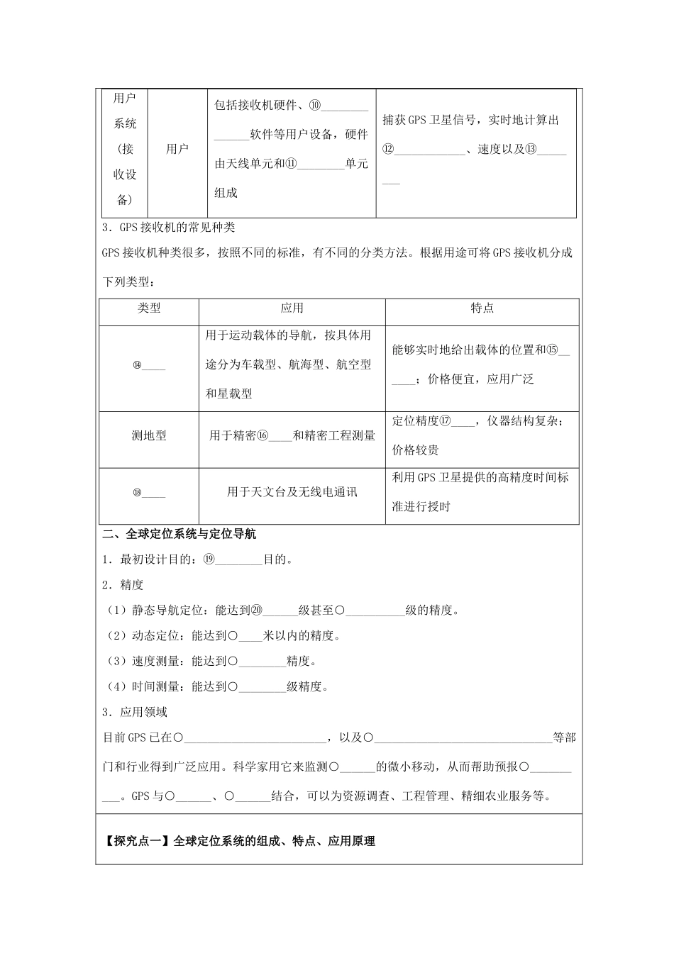 高中地理 第三章 地理信息技术应用 3.3 全球定位系统及其应用学案 湘教版必修3-湘教版高二必修3地理学案_第2页