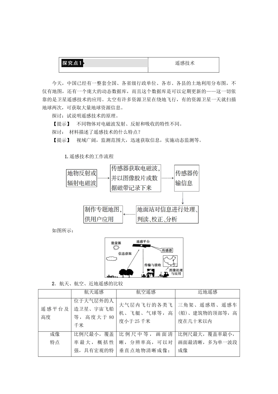 高中地理 第三章 地理信息技术应用 第2节 遥感技术及其应用学案 湘教版必修3-湘教版高二必修3地理学案_第3页