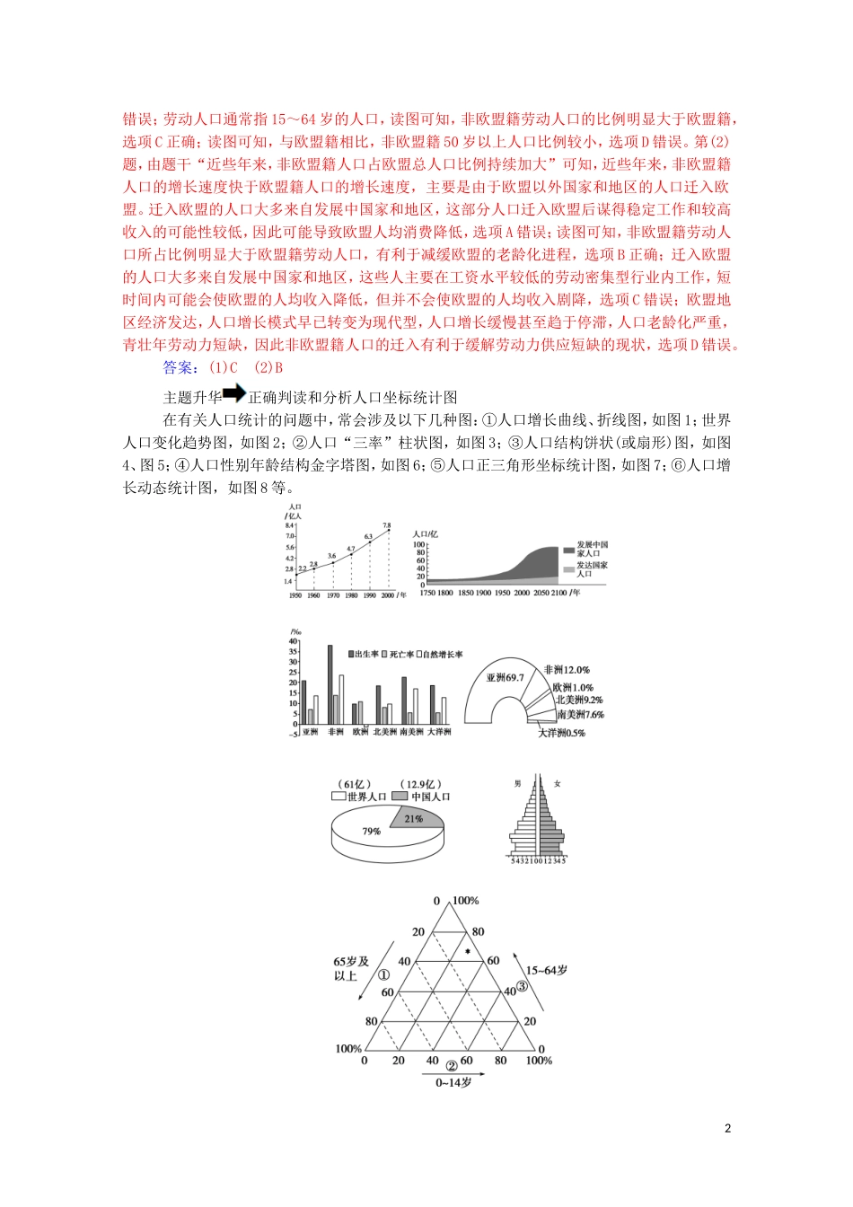 高中地理 第一章 人口的增长、迁移与合理容量章末总结提升教学案 中图版必修2-中图版高一必修2地理教学案_第2页
