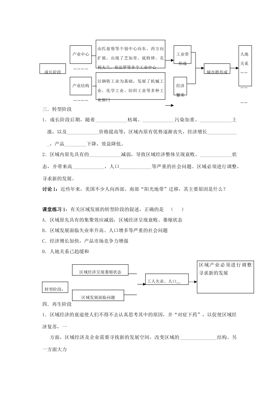 高中地理 第一单元 区域地理环境与人类活动 1.3 区域发展阶段与人类活动学案 鲁教版必修3-鲁教版高二必修3地理学案_第2页