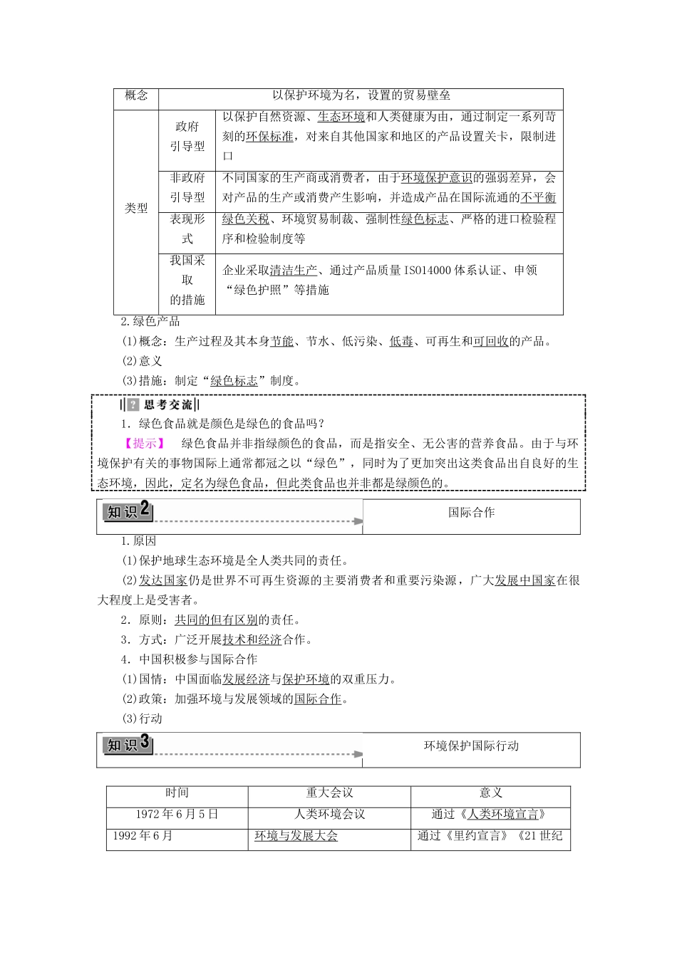 高中地理 第4单元 环境管理与全球行动 第2节 国际行动学案 鲁教版选修6-鲁教版高二选修6地理学案_第2页