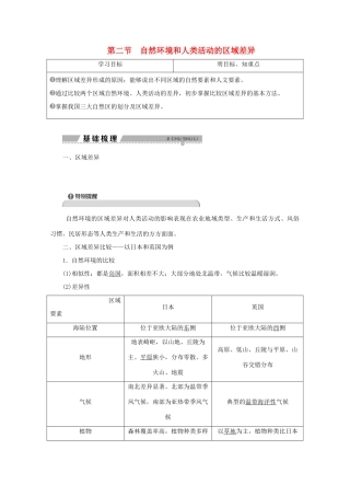 高中地理 第一单元 区域地理环境与人类活动 第二节 自然环境和人类活动的区域差异学案 鲁教版必修3-鲁教版高二必修3地理学案
