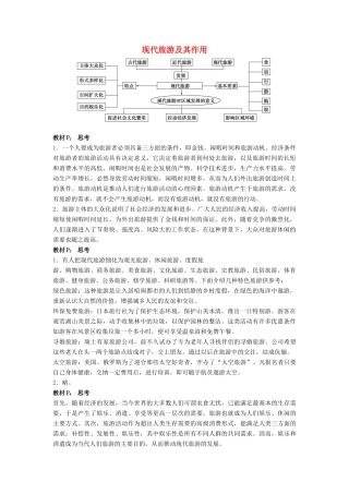高中地理 第一章 现代旅游及其作用 章末整合学案 新人教版选修3-新人教版高二选修3地理学案