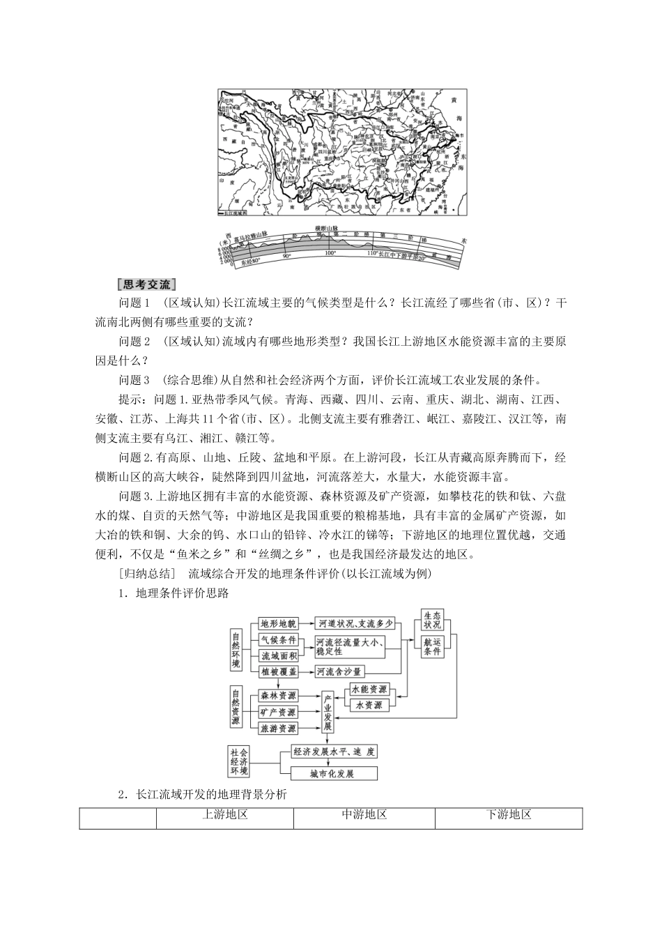 高中地理 第4单元 区域综合开发与可持续发展 第1节 流域综合开发与可持续发展——以长江流域为例学案 鲁教版必修3-鲁教版高二必修3地理学案_第3页