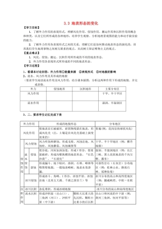 高中地理 第三章 地球的演化和地表形态的变化 3.3 地表形态的变化（第2课时）导学案 新人教版选修1-新人教版高二选修1地理学案