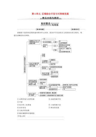 高中地理 第4单元 区域综合开发与可持续发展单元小结与测评学案 鲁教版必修3-鲁教版高二必修3地理学案