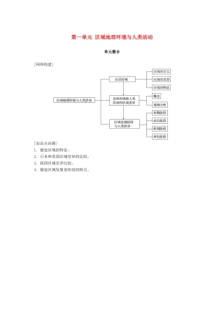高中地理 第一单元 区域地理环境与人类活动单元整合同步备课教学案 鲁教版必修3-鲁教版高一必修3地理教学案