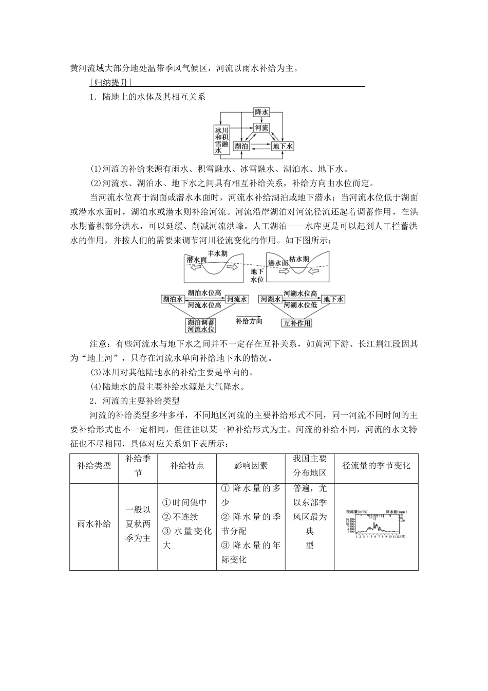 高中地理 第4单元 水体运动的影响 第1节 陆地水体及其相互关系学案 鲁教版选择性必修1-鲁教版高中选择性必修1地理学案_第3页