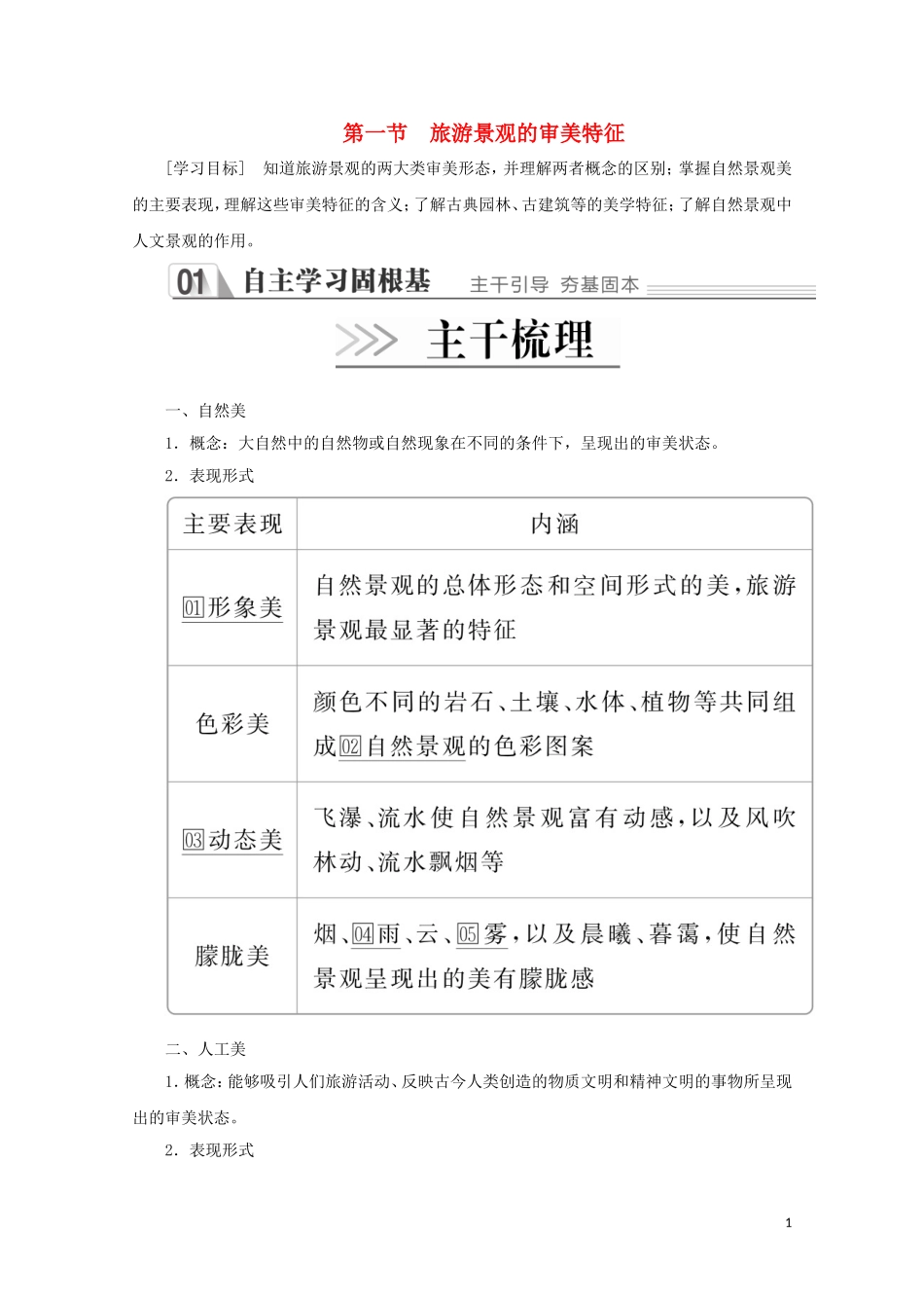 高中地理 第三章 旅游景观的欣赏 第一节 旅游景观的审美特征教学案 新人教版选修3-新人教版高二选修3地理教学案_第1页