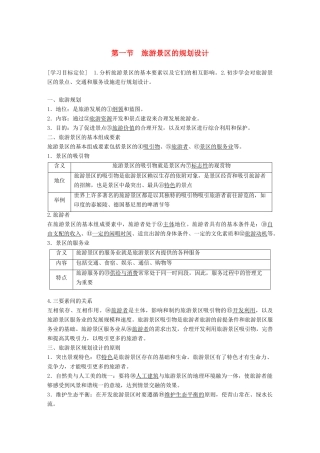 高中地理 第三章 旅游景区的规划与旅游活动设计 第一节 旅游景区的规划设计同步备课学案 中图版选修3-中图版高二选修3地理学案