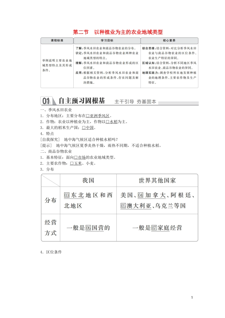 高中地理 第三章 农业地域的形成与发展 第二节 以种植业为主的农业地域类型教学案 新人教版必修2-新人教版高一必修2地理教学案_第1页