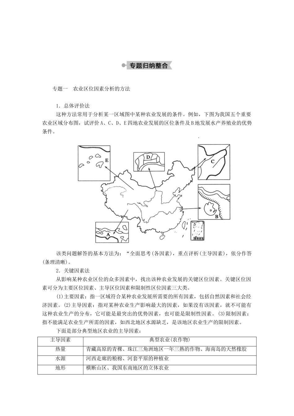 高中地理 第三章 农业地域的形成与发展 章末知识整合学案 新人教版必修2-新人教版高中必修2地理学案_第2页