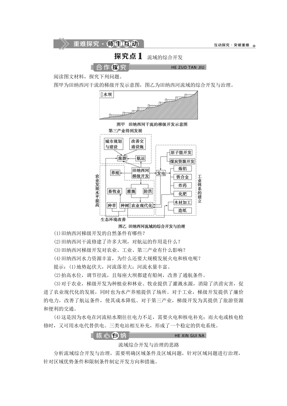 高中地理 第三章 区域自然资源综合开发利用 第二节 流域的综合开发——以美国田纳西河流域为例 第2课时 流域的综合开发学案 新人教版必修3-新人教版高二必修3地理学案_第3页