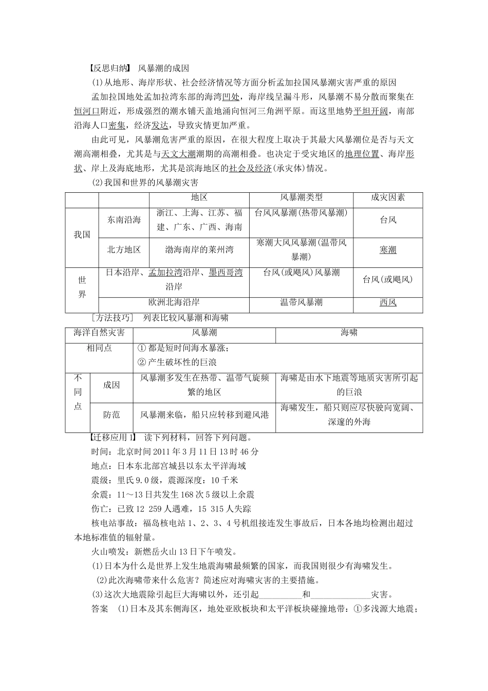 高中地理 第六章 第一节 海洋自然灾害与防范学案 新人教版选修2-新人教版高二选修2地理学案_第3页