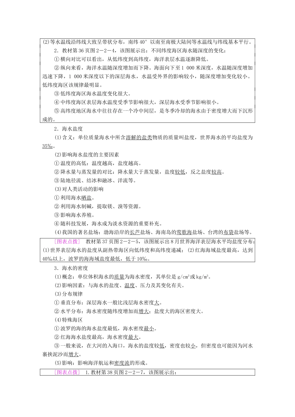 高中地理 第二单元 从地球圈层看地表环境 第2节 第1课时 水圈的组成 海水的性质及作用学案 鲁教版必修第一册-鲁教版高中第一册地理学案_第2页