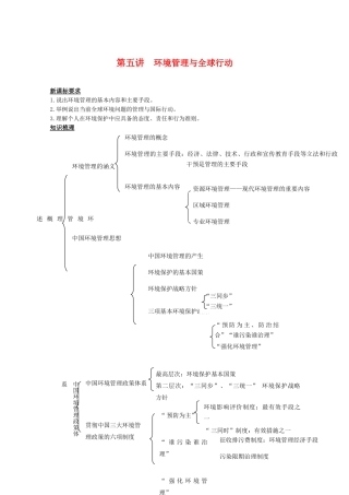 高中地理 第四单元《环境管理与全球行动》全章学案 鲁教版选修6