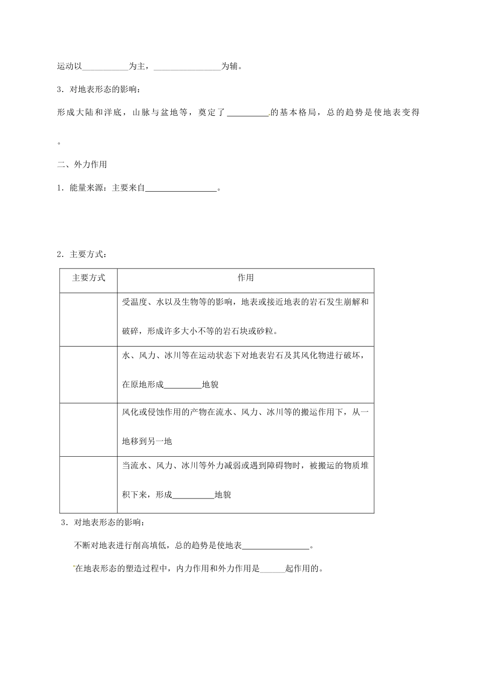 高中地理 第四章 地表形态的塑造 4.1 营造地表形态的力量教学案 新人教版必修1-新人教版高一必修1地理教学案_第2页