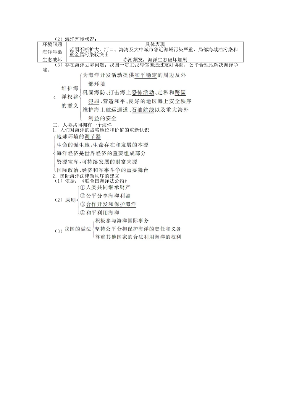 高中地理 第六章 人类与海洋协调发展 第三节 维护海洋权益 加强国际合作学案 新人教版选修2-新人教版高二选修2地理学案_第2页