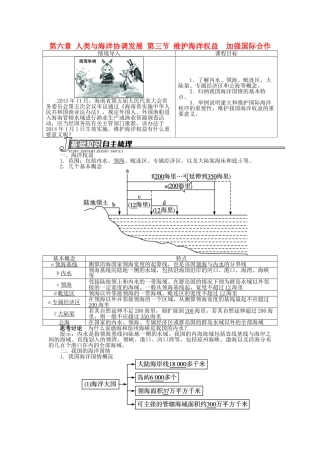 高中地理 第六章 人类与海洋协调发展 第三节 维护海洋权益 加强国际合作学案 新人教版选修2-新人教版高二选修2地理学案