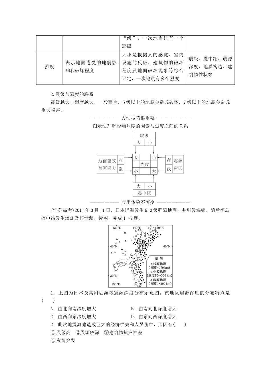 高中地理 第二单元 从主要灾种了解自然灾害 第一节 地质灾害教学案 鲁教版选修5-鲁教版高二选修5地理教学案_第3页