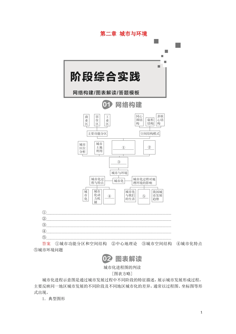 高中地理 第二章 城市与环境 阶段综合实践教学案 湘教版必修2-湘教版高一必修2地理教学案_第1页