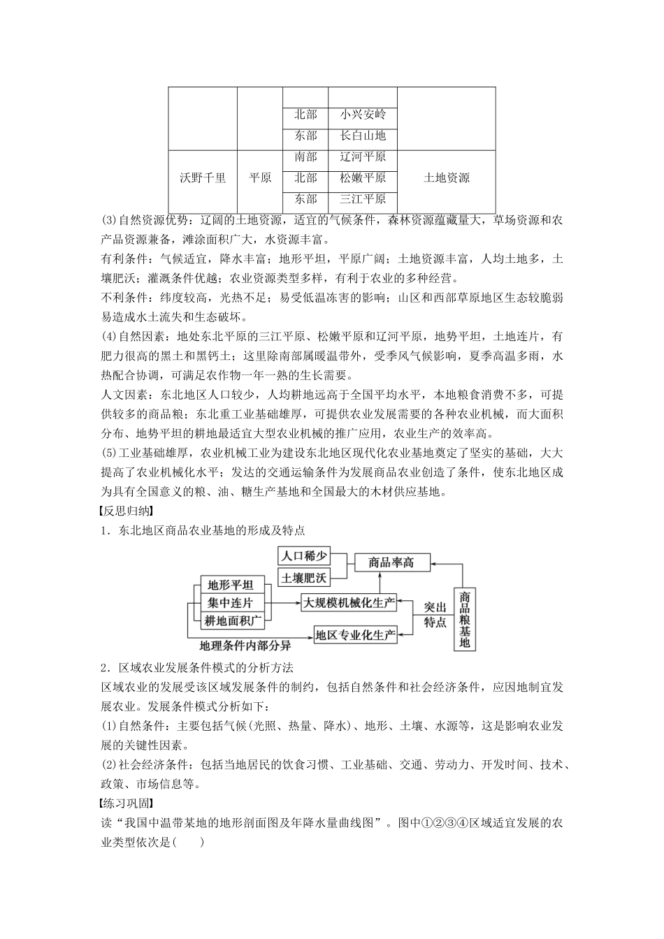 高中地理 第二章 第三节 课时1 东北地区概况　农业生产条件及农业发展学案 中图版必修3-中图版高二必修3地理学案_第3页