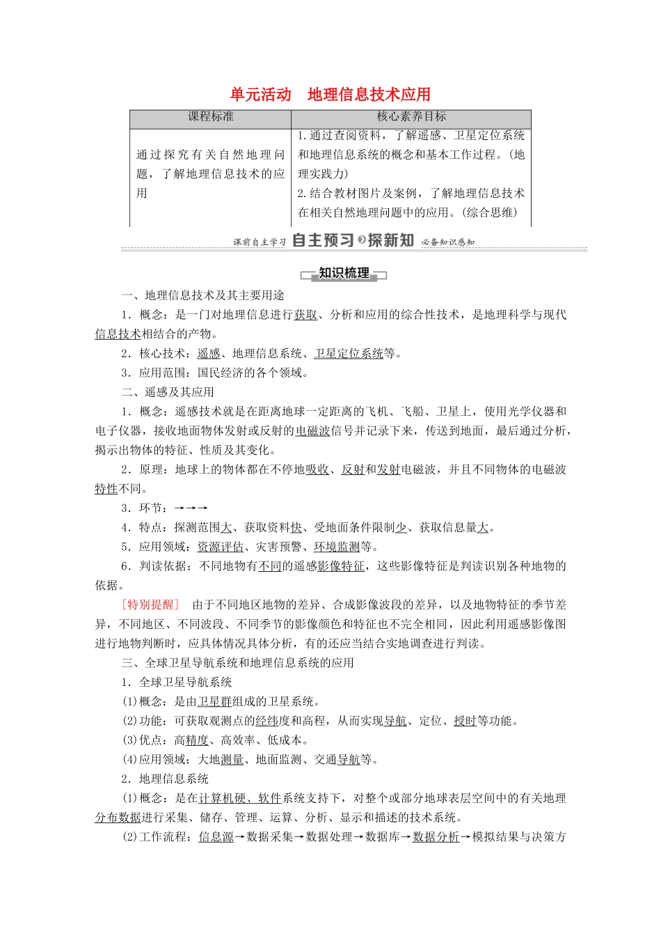 高中地理 第四单元 从人地作用看自然灾害 单元活动 地理信息技术应用学案 鲁教版必修第一册-鲁教版高中第一册地理学案_第1页