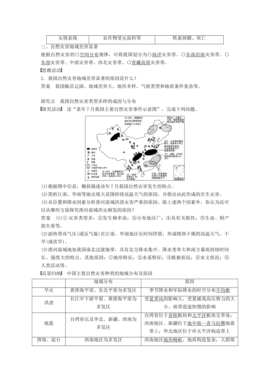 高中地理 第二章 第一节 中国自然灾害的特点同步学案 新人教版选修5-新人教版高二选修5地理学案_第2页