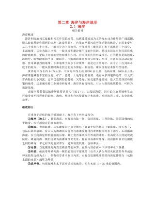 高中地理 第二章 海岸与海底地形 2.1 海岸素材 中图版选修2-中图版高二选修2地理素材