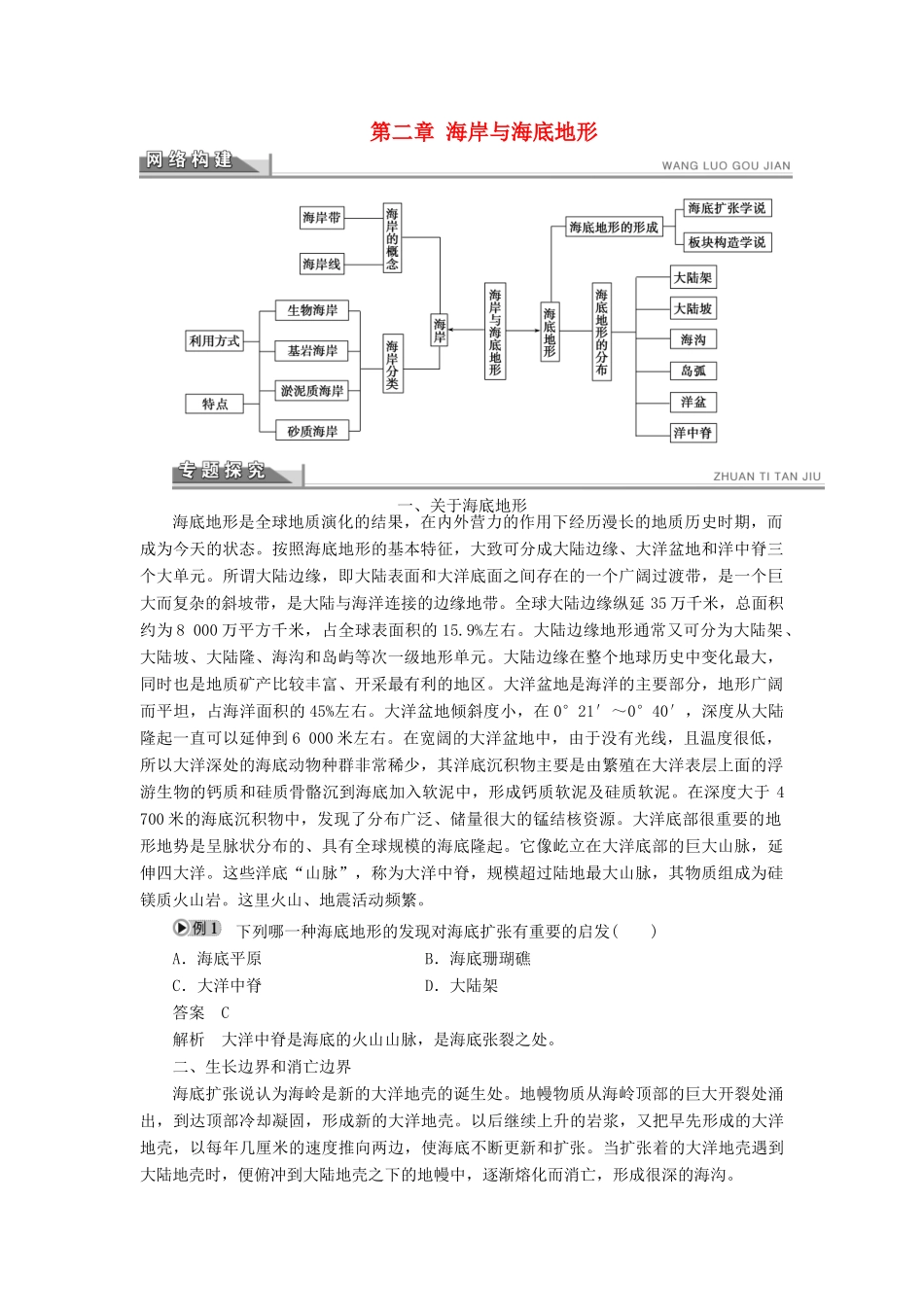 高中地理 第二章 海岸与海底地形章末整合学案 新人教版选修2-新人教版高二选修2地理学案_第1页