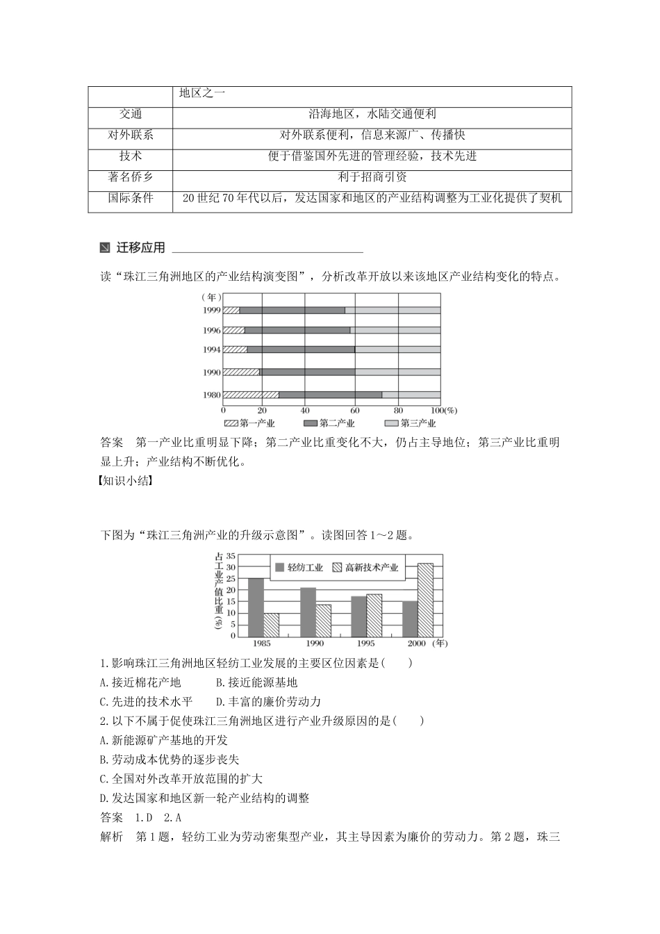 高中地理 第四单元 区域综合开发与可持续发展 第三节 经济发达地区的可持续发展——以珠江三角洲地区为例（1）同步备课教学案 鲁教版必修3-鲁教版高一必修3地理教学案_第2页