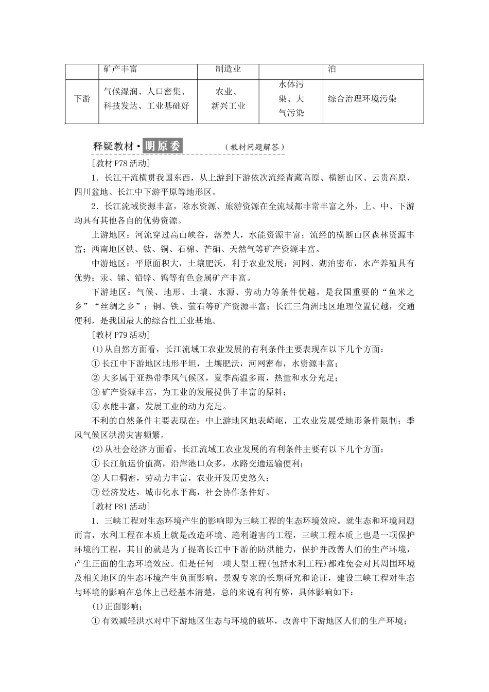 高中地理 第四单元 区域综合开发与可持续发展 第一节 流域综合开发与可持续发展——以长江流域为例教学案 鲁教版必修3-鲁教版高二必修3地理教学案_第3页