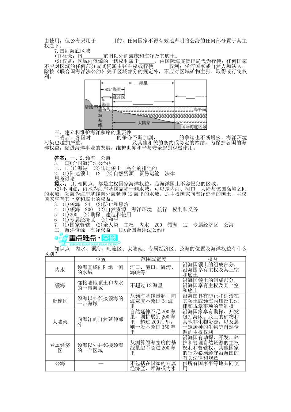 高中地理 第四章 海-气作用 第一节 国际海洋法学案 中图版选修2-中图版高二选修2地理学案_第2页