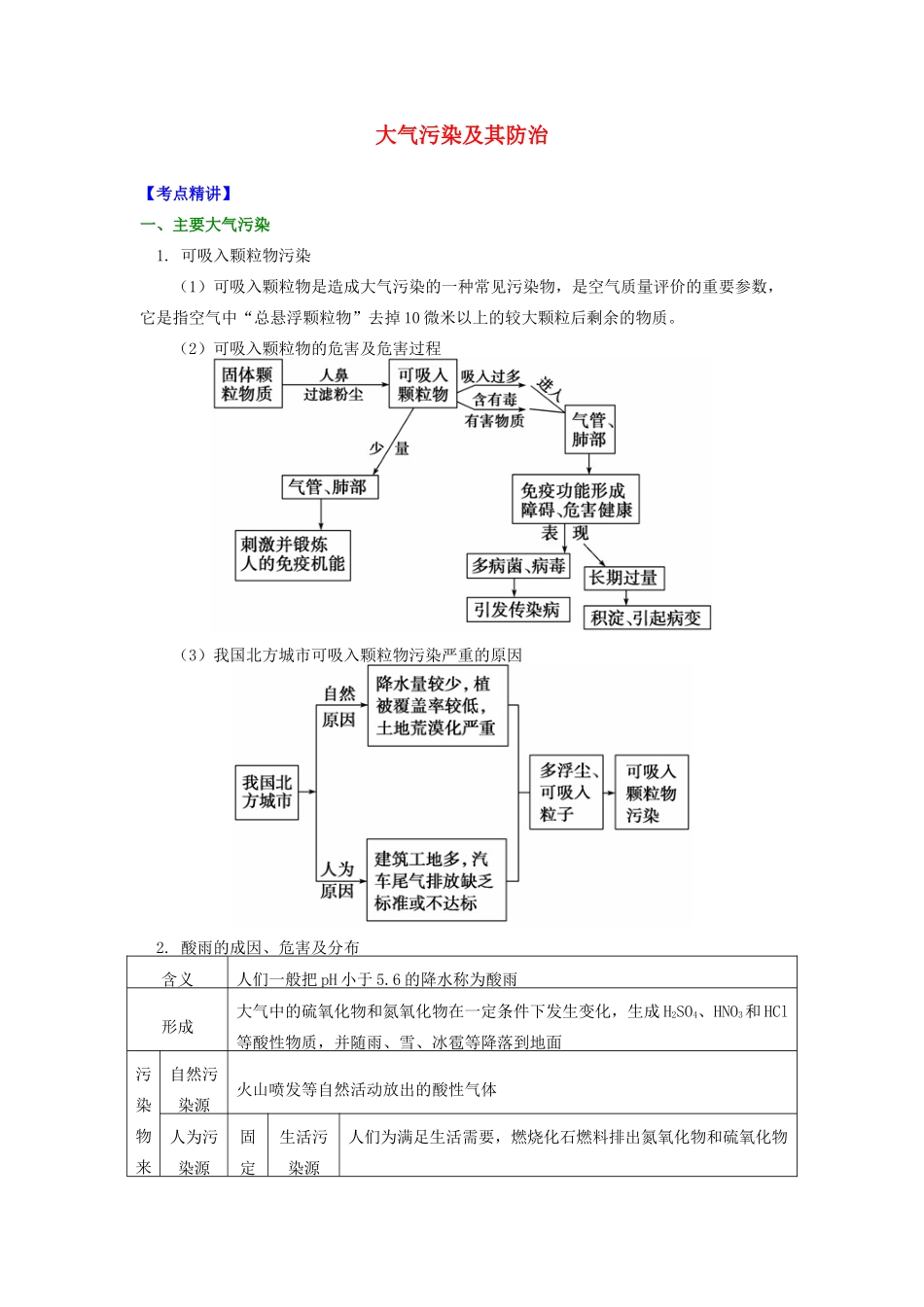高中地理 第四章 环境污染及其防治 大气污染及其防治学案 湘教版选修6-湘教版高二选修6地理学案_第1页