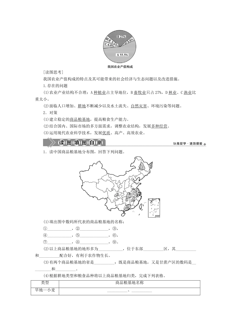 高中地理 第四单元 中国地理概况 第18讲 中国的农业学案-人教版高二全册地理学案_第3页