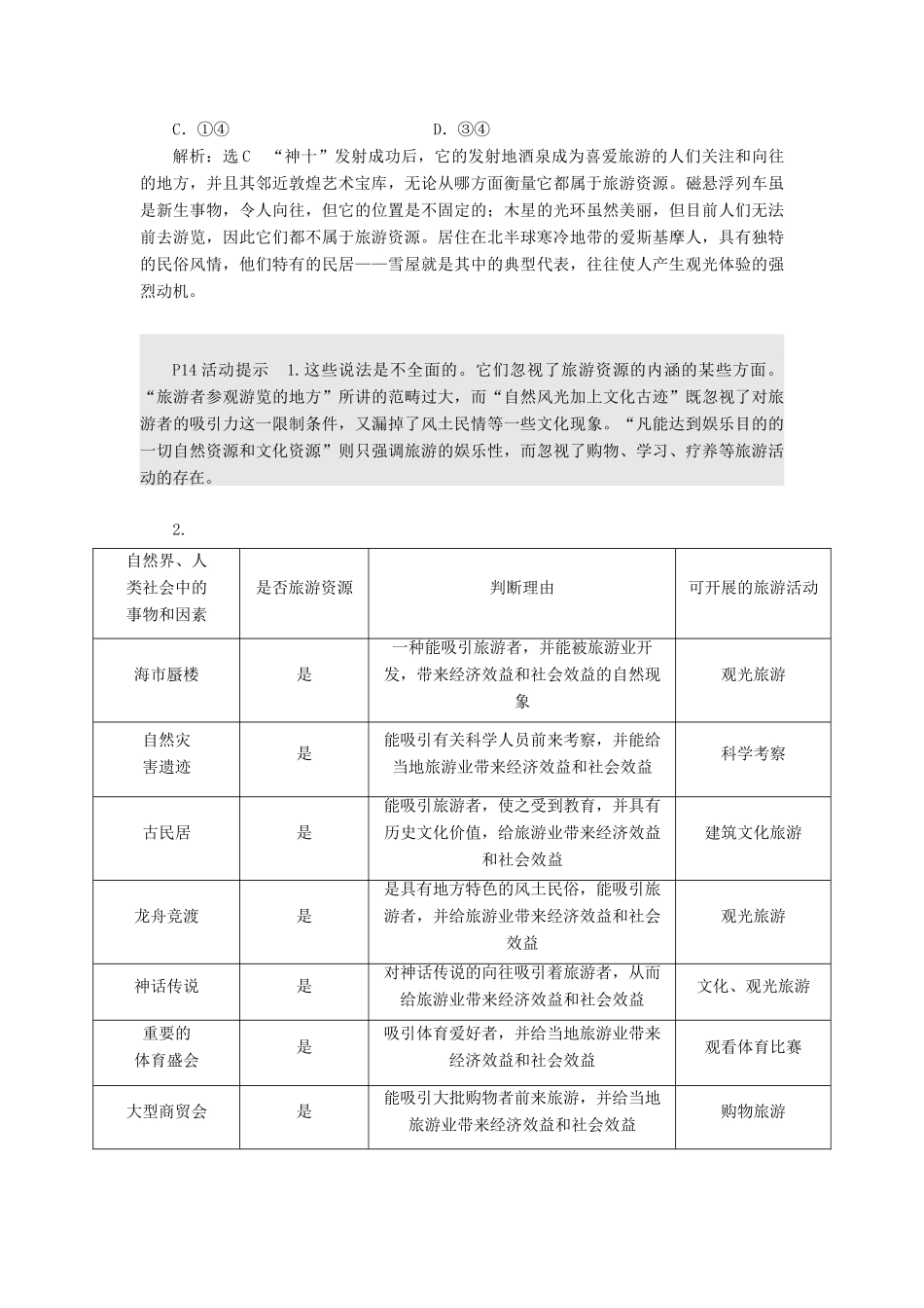 高中地理 第二章 旅游资源 第一节 旅游资源的分类与特性学案（含解析）新人教版选修3-新人教版高二选修3地理学案_第3页