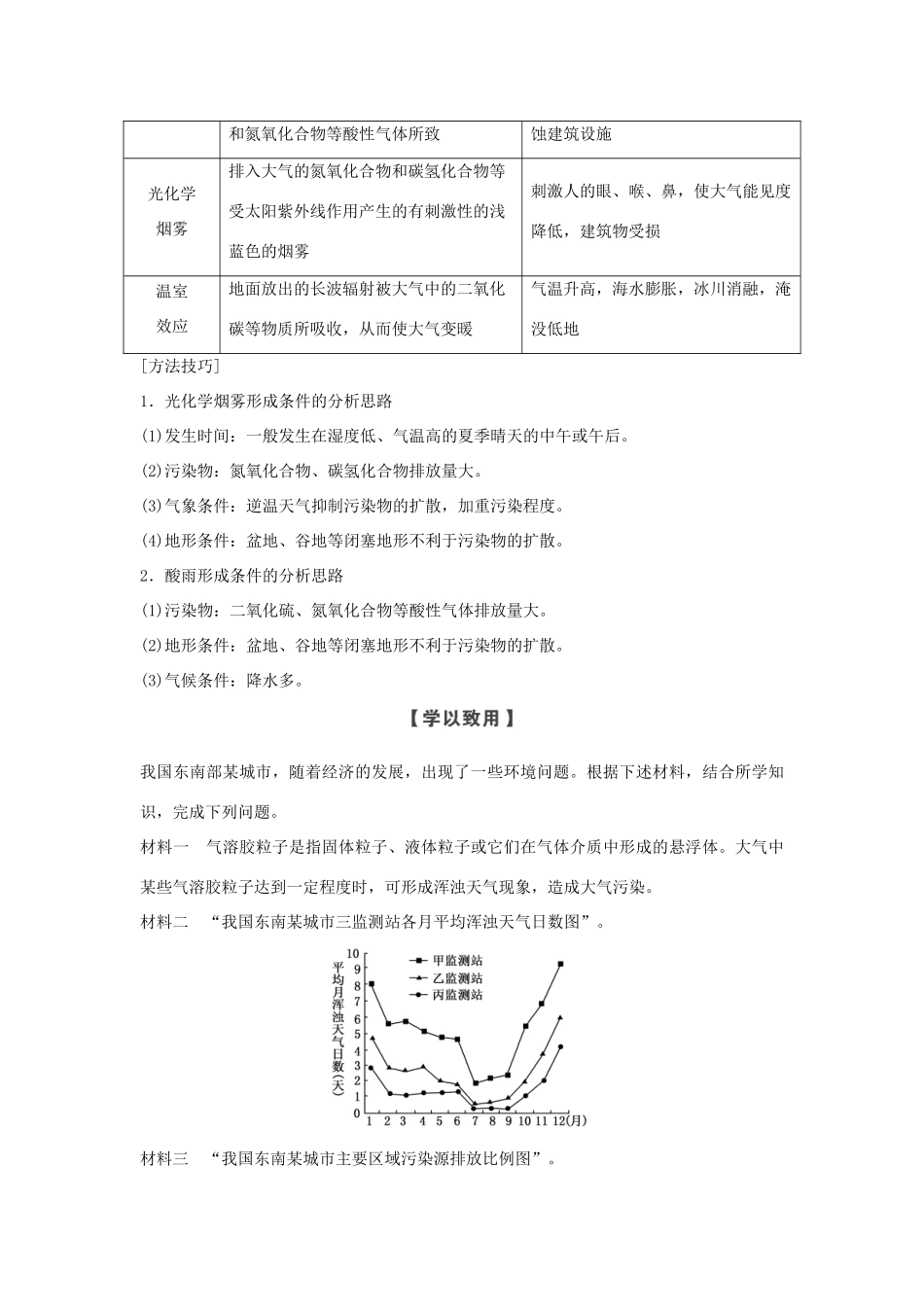 高中地理 第四章 环境污染及其防治 第二节 大气污染及其防治学案 湘教版选修6-湘教版高二选修6地理学案_第2页