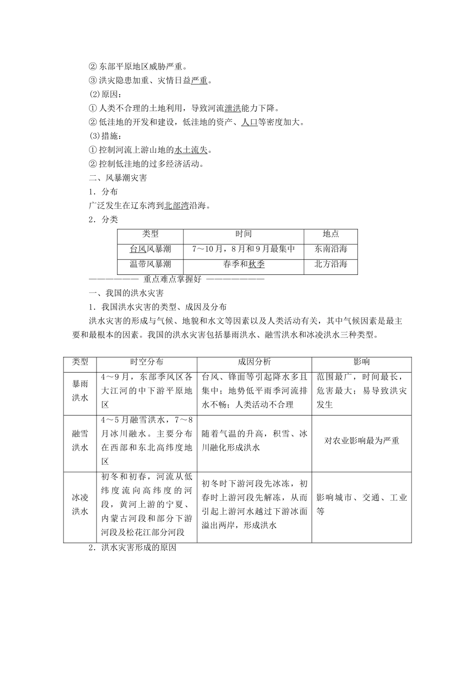 高中地理 第二章 中国的自然灾害 第三节 中国的水文灾害教学案 新人教版选修5-新人教版高二选修5地理教学案_第2页
